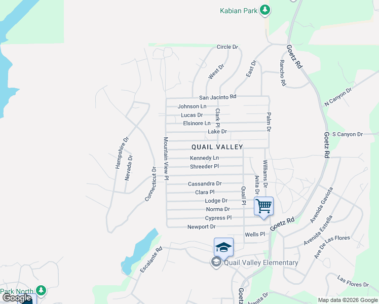 map of restaurants, bars, coffee shops, grocery stores, and more near 23617 Goetz Drive in Menifee
