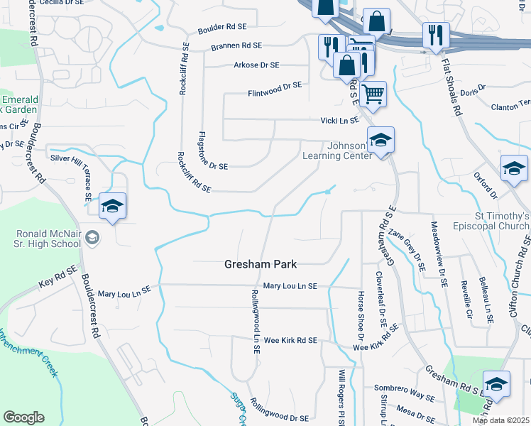 map of restaurants, bars, coffee shops, grocery stores, and more near 2765 Rollingwood Lane Southeast in Atlanta