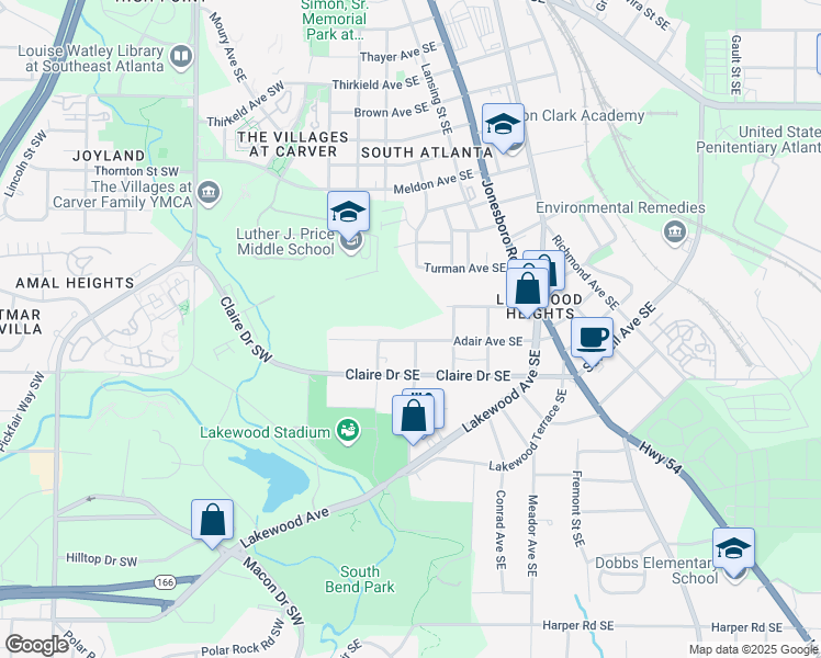 map of restaurants, bars, coffee shops, grocery stores, and more near 82 Adair Avenue Southeast in Atlanta