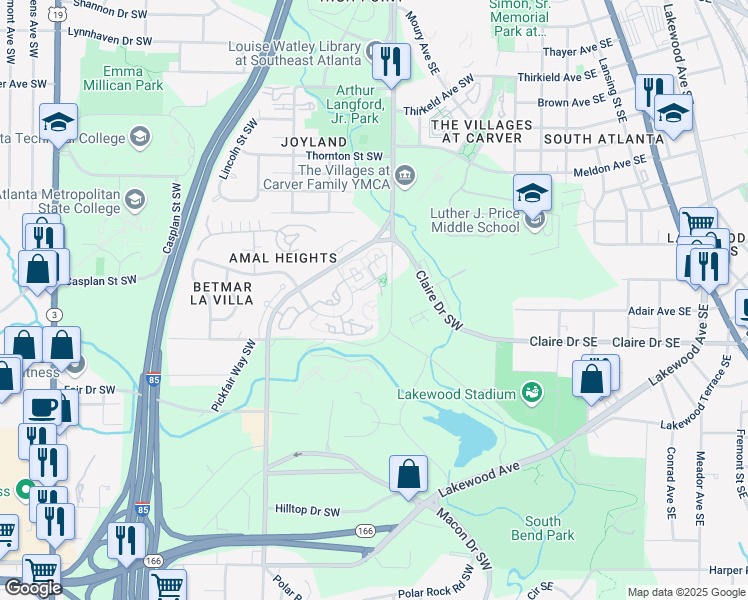 map of restaurants, bars, coffee shops, grocery stores, and more near 240 Amal Drive in Atlanta