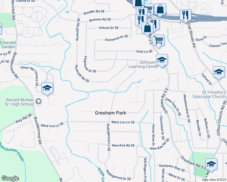 map of restaurants, bars, coffee shops, grocery stores, and more near 2765 Rollingwood Lane Southeast in Atlanta