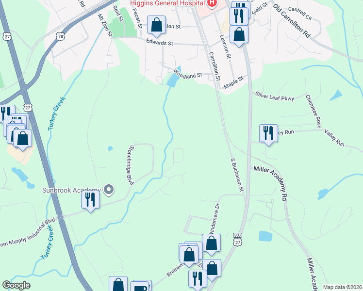 map of restaurants, bars, coffee shops, grocery stores, and more near 144 Crest Pointe in Bremen