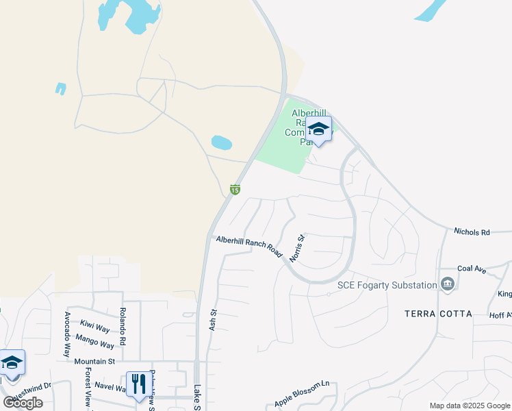 map of restaurants, bars, coffee shops, grocery stores, and more near 4123 Poplar Circle in Lake Elsinore