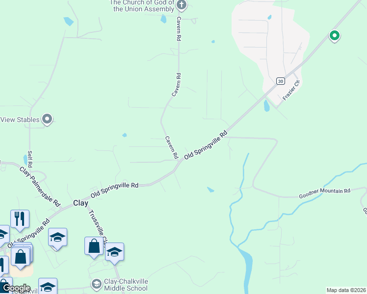map of restaurants, bars, coffee shops, grocery stores, and more near 6960 Old Springville Road in Pinson