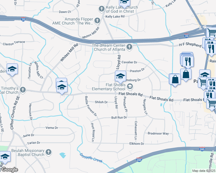 map of restaurants, bars, coffee shops, grocery stores, and more near 2522 Corner Shoals Drive in Decatur