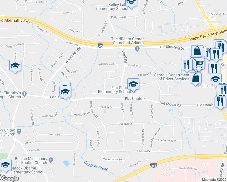 map of restaurants, bars, coffee shops, grocery stores, and more near 2522 Corner Shoals Drive in Decatur