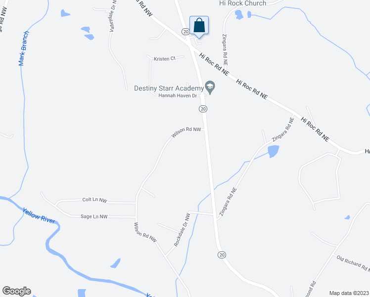 map of restaurants, bars, coffee shops, grocery stores, and more near 2351 Wilson Road Northwest in Conyers