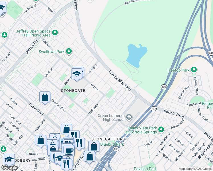 map of restaurants, bars, coffee shops, grocery stores, and more near 53 Westover in Irvine
