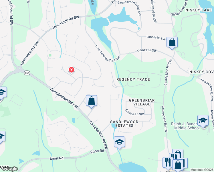 map of restaurants, bars, coffee shops, grocery stores, and more near 560 Claudel Court Southwest in Atlanta