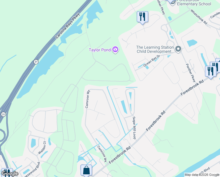 map of restaurants, bars, coffee shops, grocery stores, and more near 749 Rambler Court in Myrtle Beach