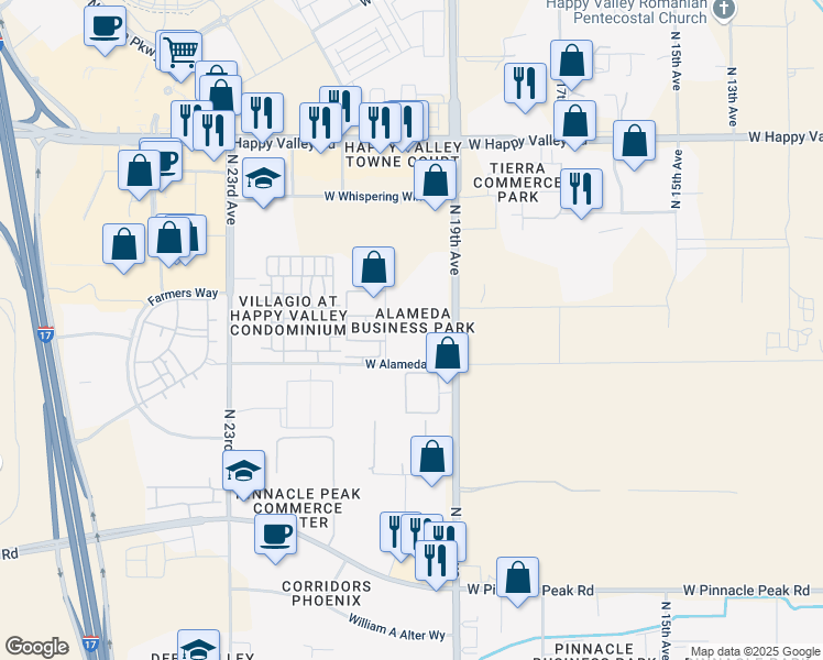 map of restaurants, bars, coffee shops, grocery stores, and more near 24330 North 19th Avenue in Phoenix