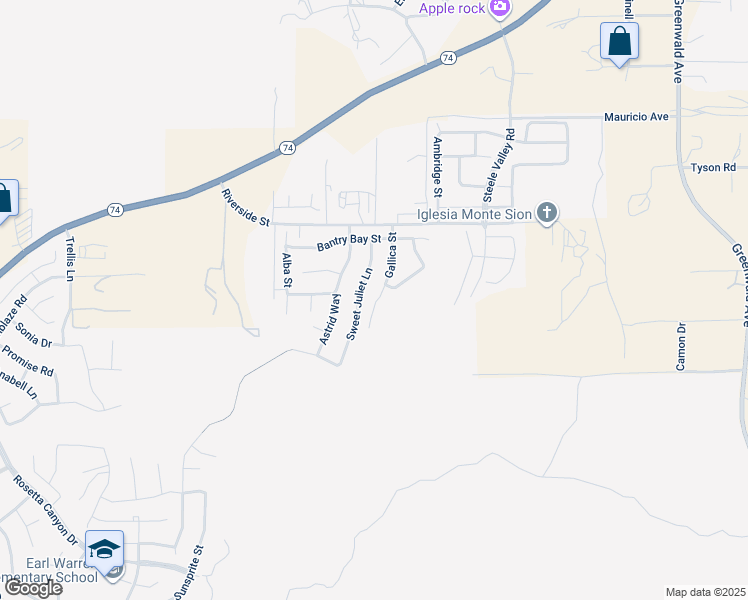 map of restaurants, bars, coffee shops, grocery stores, and more near 53013 Gallica Street in Lake Elsinore