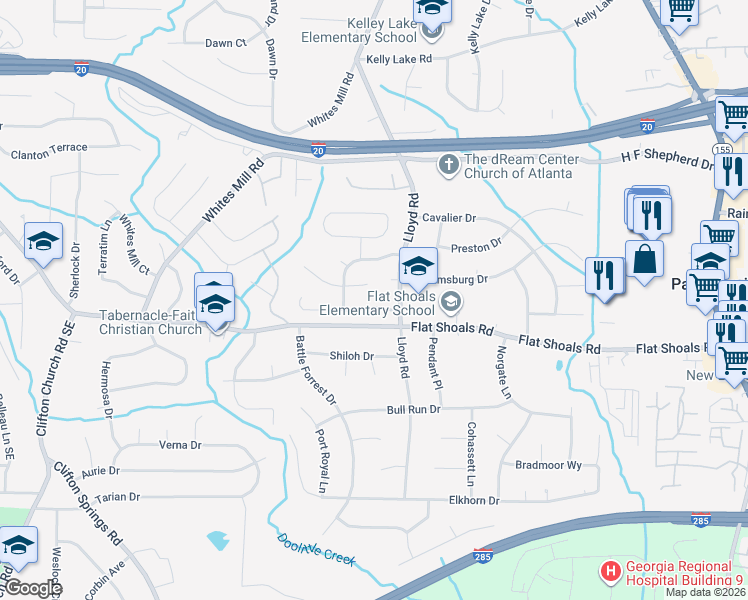 map of restaurants, bars, coffee shops, grocery stores, and more near 2522 Corner Shoals Drive in Decatur
