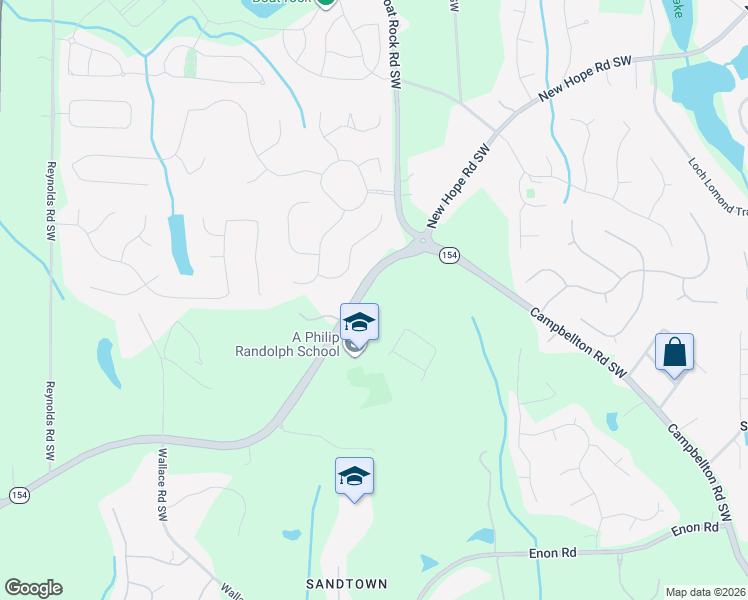 map of restaurants, bars, coffee shops, grocery stores, and more near 5291 Georgia 154 in Atlanta