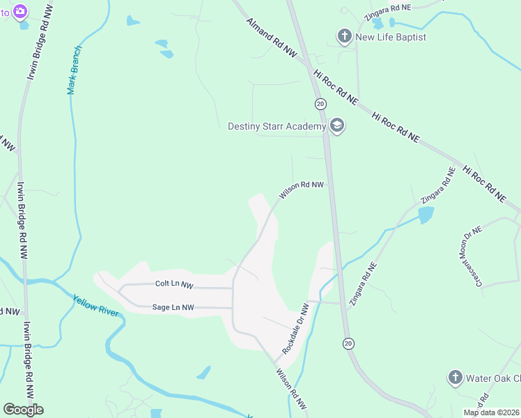 map of restaurants, bars, coffee shops, grocery stores, and more near 2324 Wilson Road Northwest in Conyers