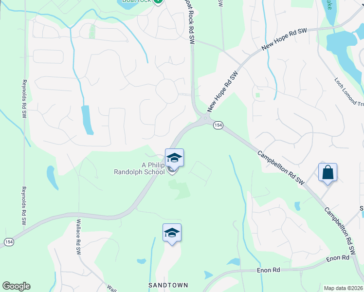 map of restaurants, bars, coffee shops, grocery stores, and more near 5291 Georgia 154 in Atlanta