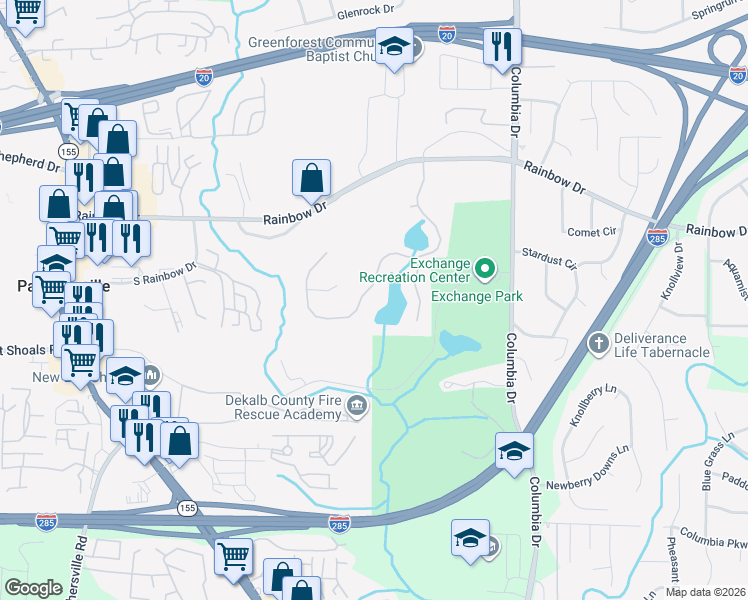 map of restaurants, bars, coffee shops, grocery stores, and more near 2804 Da Vinci Blvd in Decatur