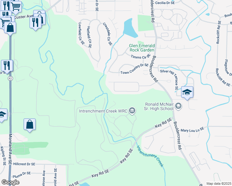 map of restaurants, bars, coffee shops, grocery stores, and more near 1472 Gates Circle Southeast in Atlanta