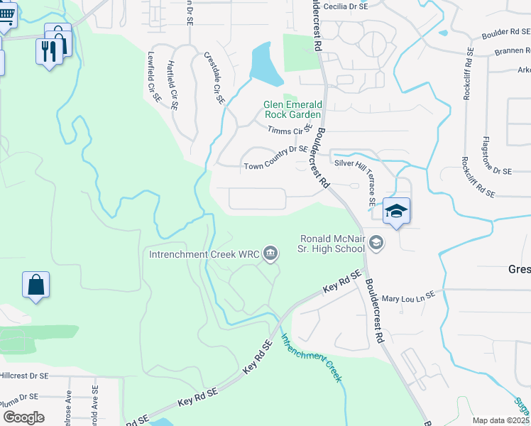 map of restaurants, bars, coffee shops, grocery stores, and more near 1424 Gates Circle Southeast in Atlanta