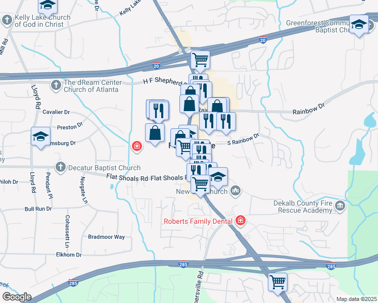 map of restaurants, bars, coffee shops, grocery stores, and more near in Decatur