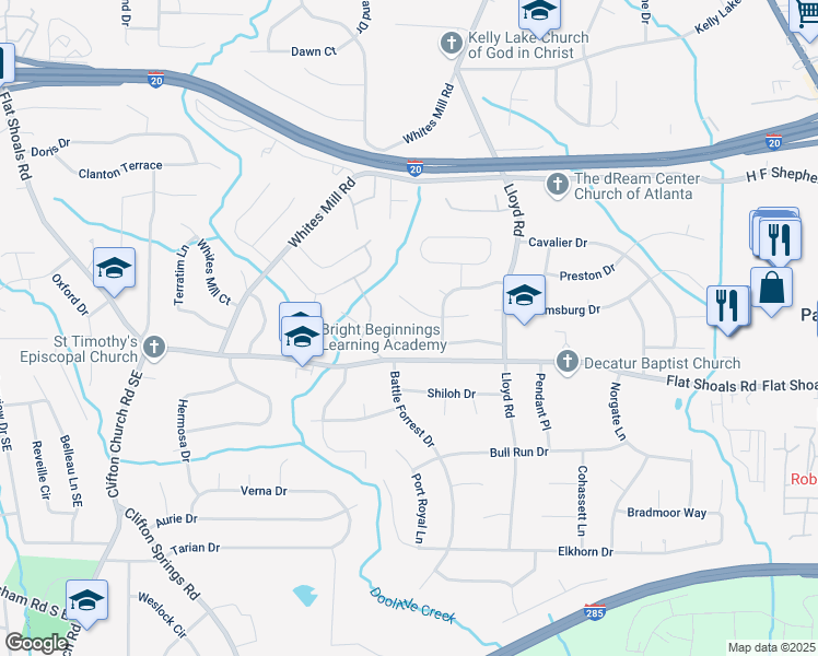 map of restaurants, bars, coffee shops, grocery stores, and more near 2426 Corner Shoals Drive in Decatur