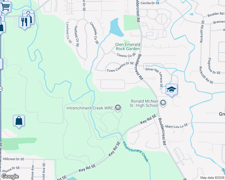 map of restaurants, bars, coffee shops, grocery stores, and more near 1440 Gates Circle Southeast in Atlanta