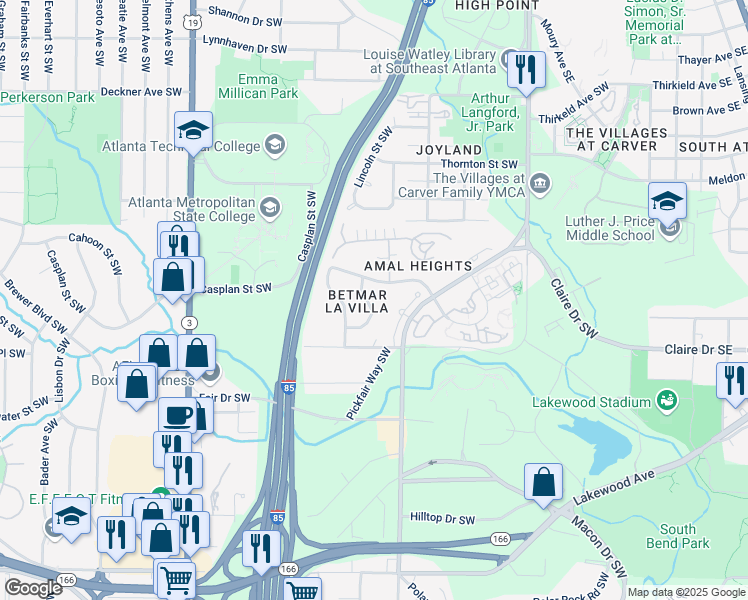 map of restaurants, bars, coffee shops, grocery stores, and more near 1798 Giben Road Southwest in Atlanta