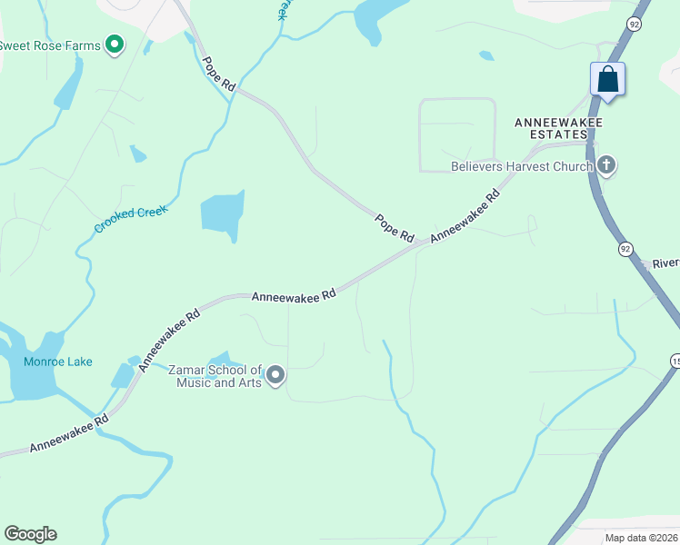 map of restaurants, bars, coffee shops, grocery stores, and more near 3615 Anneewakee Road in Douglasville