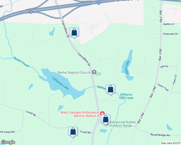 map of restaurants, bars, coffee shops, grocery stores, and more near 1195 Carrollton Villa Rica Highway in Villa Rica