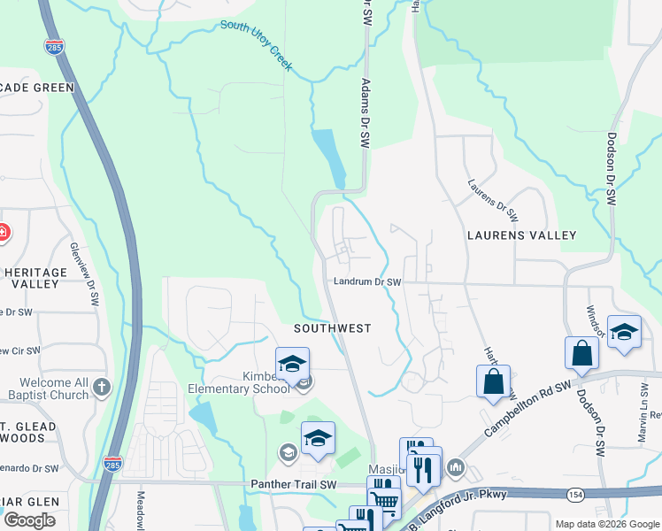 map of restaurants, bars, coffee shops, grocery stores, and more near in Atlanta