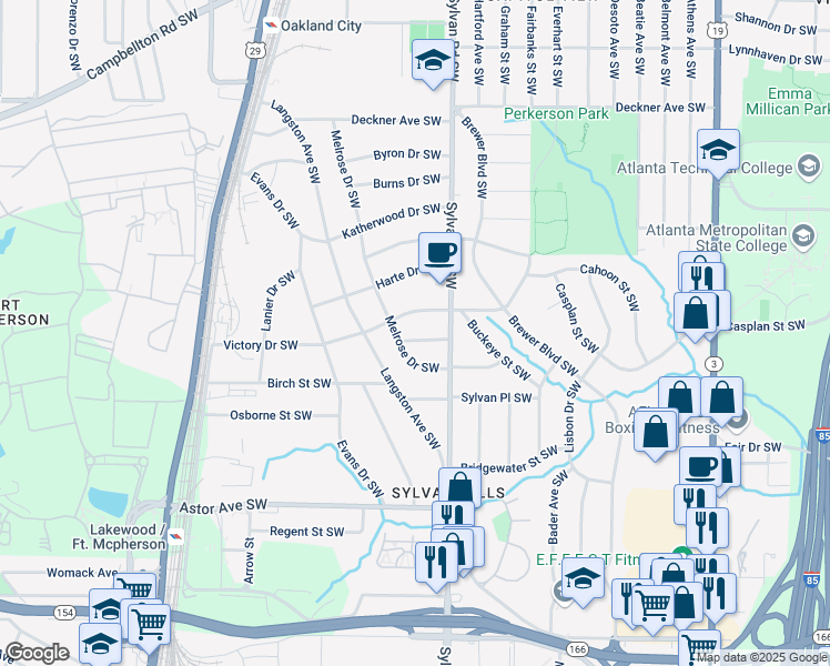 map of restaurants, bars, coffee shops, grocery stores, and more near 949 Hope Drive Southwest in Atlanta
