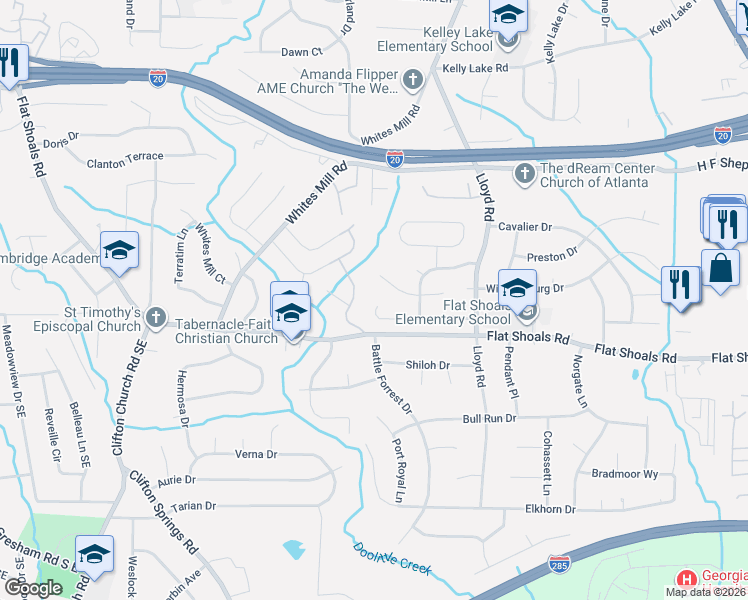 map of restaurants, bars, coffee shops, grocery stores, and more near 2442 Corner Shoals Drive in Decatur