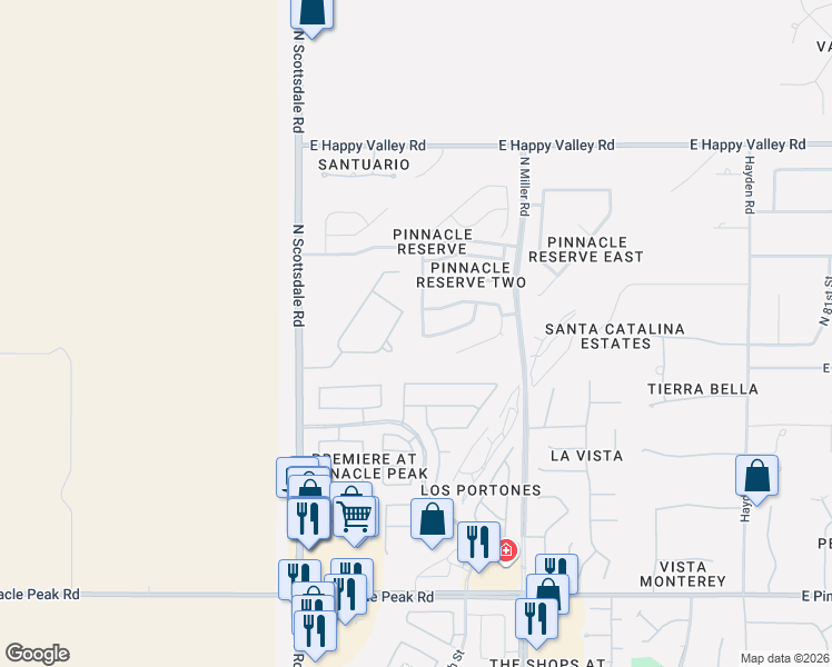 map of restaurants, bars, coffee shops, grocery stores, and more near 24361 North 73rd Street in Scottsdale