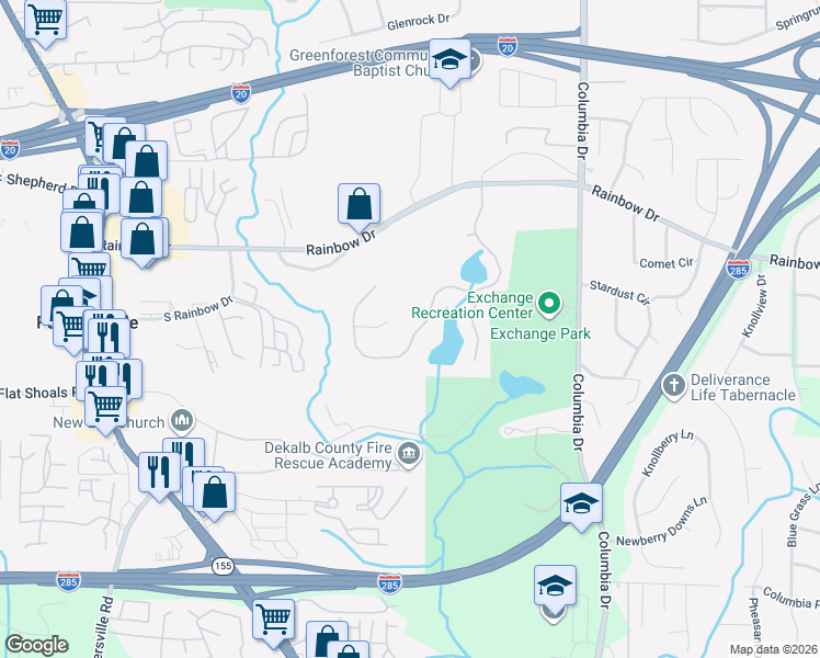 map of restaurants, bars, coffee shops, grocery stores, and more near 2807 Da Vinci Boulevard in Decatur