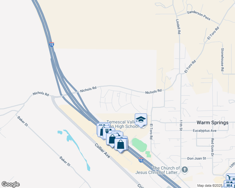 map of restaurants, bars, coffee shops, grocery stores, and more near 19307 Bigfork Road in Lake Elsinore