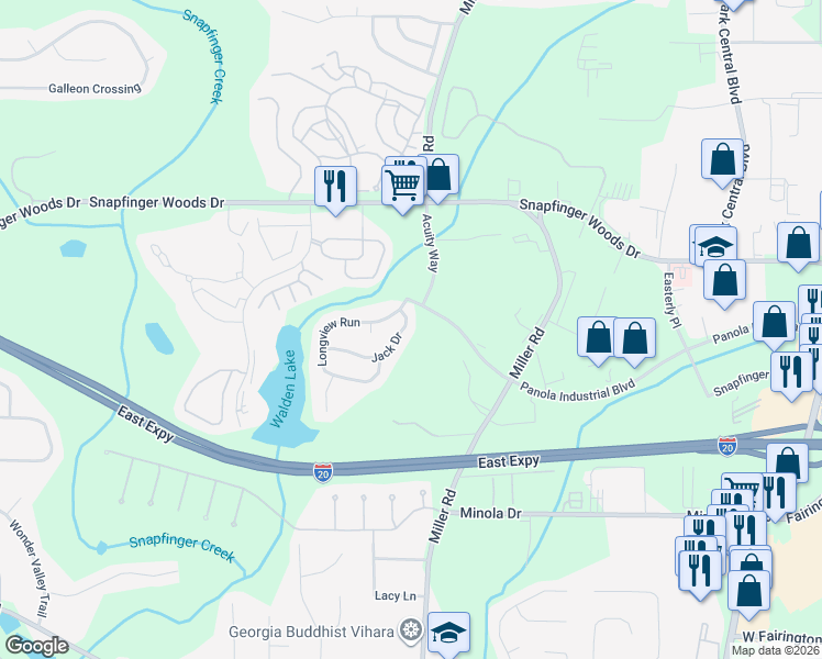 map of restaurants, bars, coffee shops, grocery stores, and more near 5079 Jack Drive in Decatur
