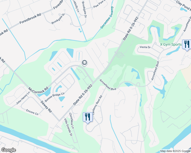 map of restaurants, bars, coffee shops, grocery stores, and more near 1260 Burcale Road in Myrtle Beach