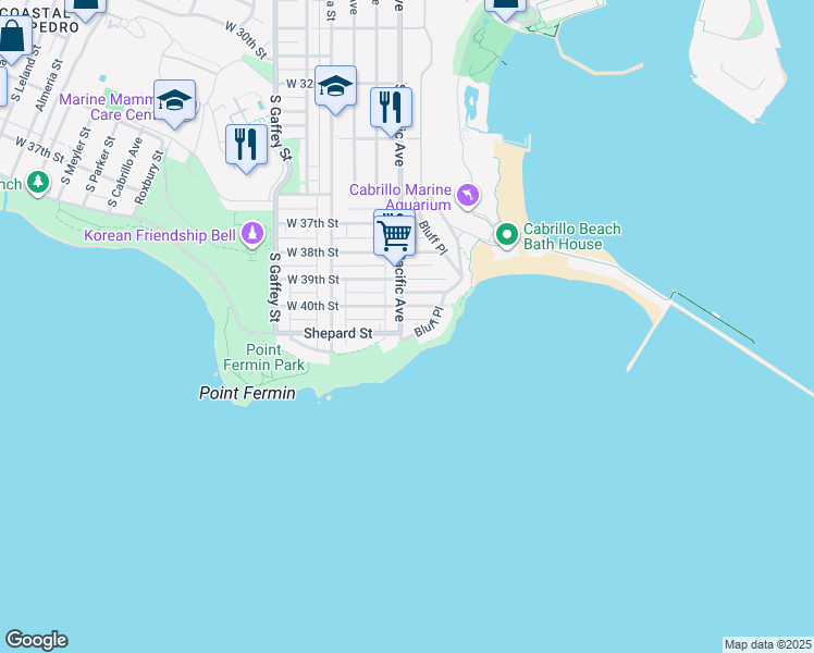 map of restaurants, bars, coffee shops, grocery stores, and more near 501 West Paseo Del Mar in Los Angeles