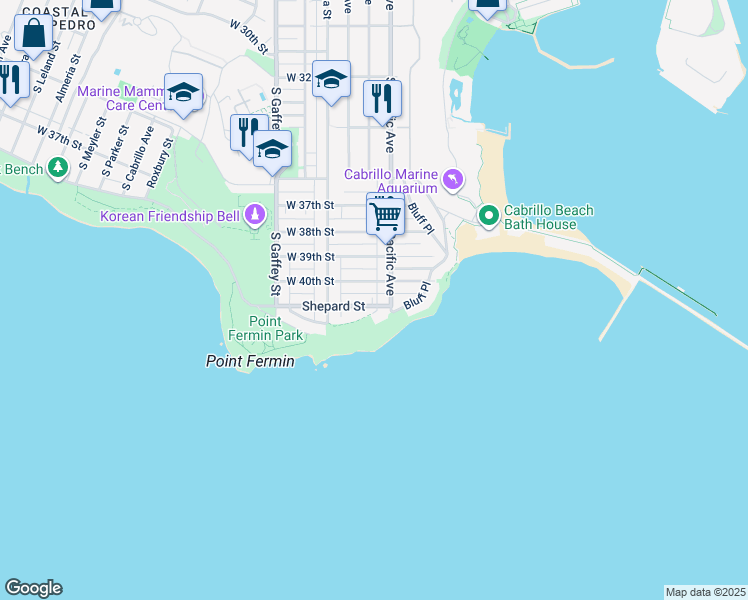 map of restaurants, bars, coffee shops, grocery stores, and more near 510 West Paseo Del Mar in Los Angeles