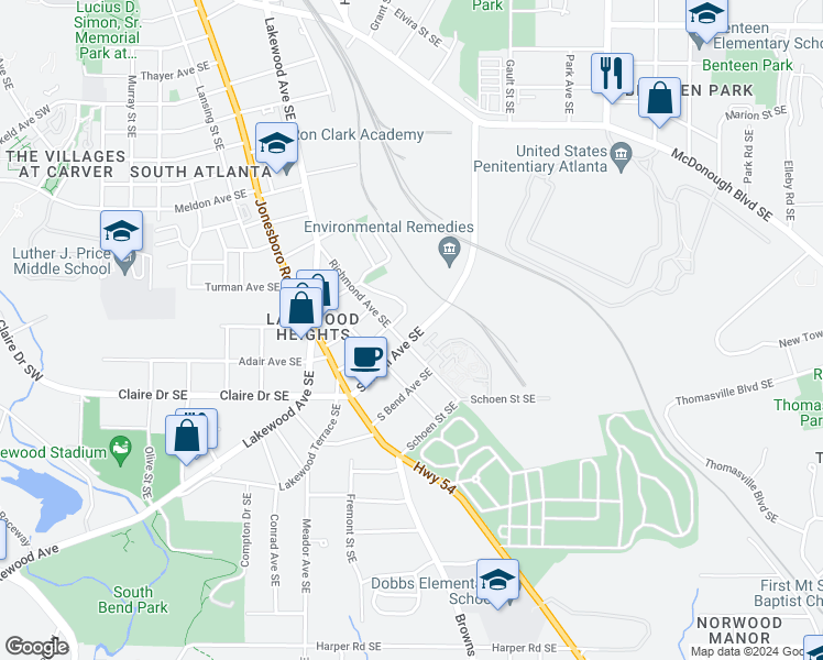 map of restaurants, bars, coffee shops, grocery stores, and more near 386 Sawtell Avenue Southeast in Atlanta