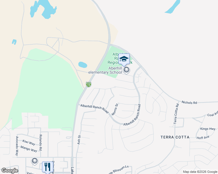 map of restaurants, bars, coffee shops, grocery stores, and more near 4154 Ladrillo Street in Lake Elsinore