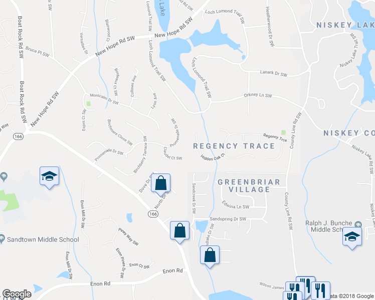 map of restaurants, bars, coffee shops, grocery stores, and more near 540 Claudel Court Southwest in Atlanta