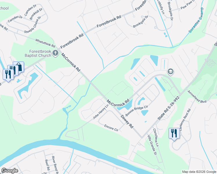 map of restaurants, bars, coffee shops, grocery stores, and more near 3630-3668 McCormick Rd in Myrtle Beach