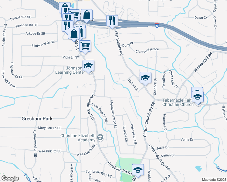 map of restaurants, bars, coffee shops, grocery stores, and more near 2785 Rockdale Drive in Decatur