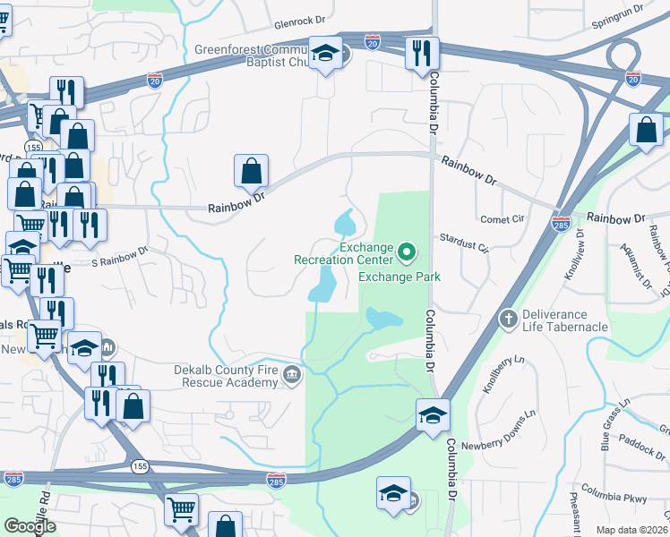 map of restaurants, bars, coffee shops, grocery stores, and more near 2702 Da Vinci Crescent in Decatur