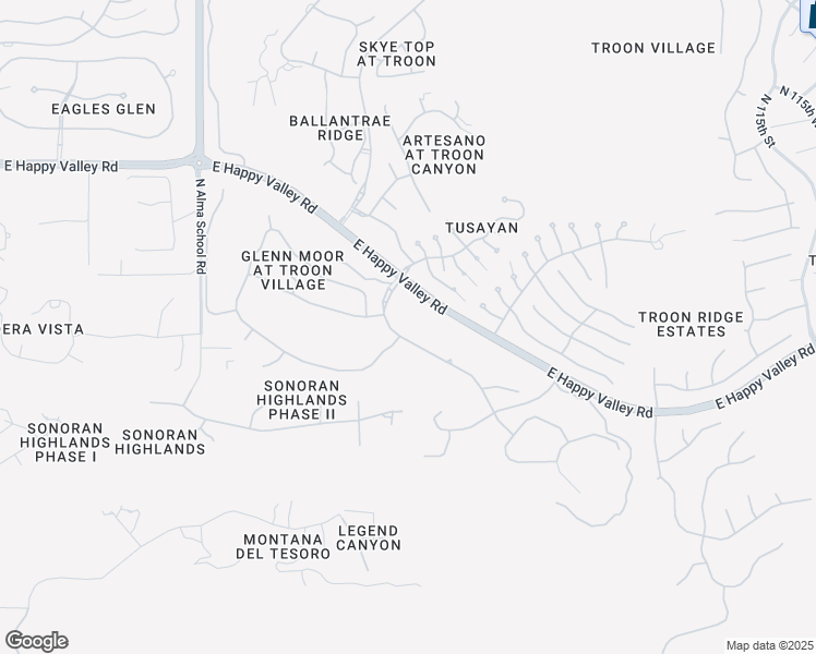 map of restaurants, bars, coffee shops, grocery stores, and more near 10801 East Happy Valley Road in Scottsdale