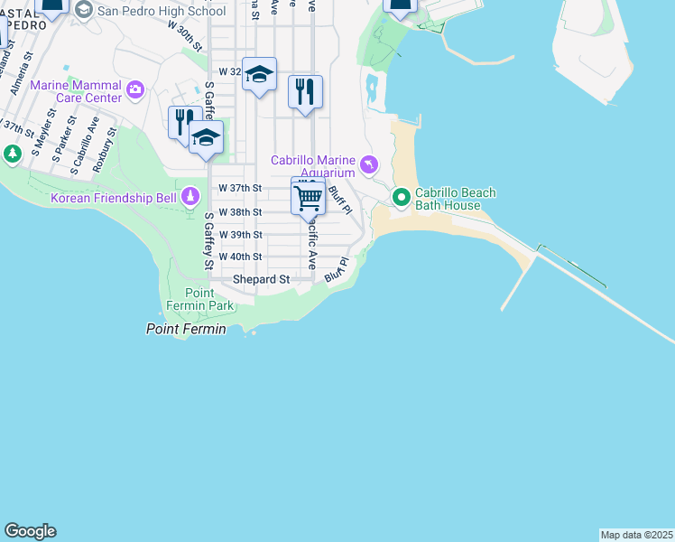 map of restaurants, bars, coffee shops, grocery stores, and more near 428 West 40th Street in Los Angeles