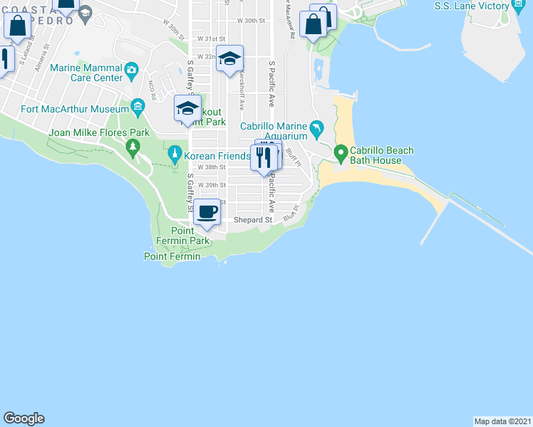 map of restaurants, bars, coffee shops, grocery stores, and more near 502 West 40th Street in Los Angeles