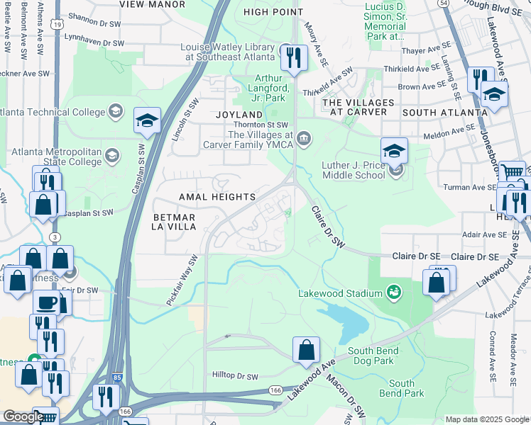 map of restaurants, bars, coffee shops, grocery stores, and more near in Atlanta