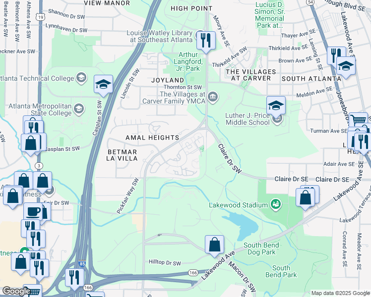 map of restaurants, bars, coffee shops, grocery stores, and more near in Atlanta